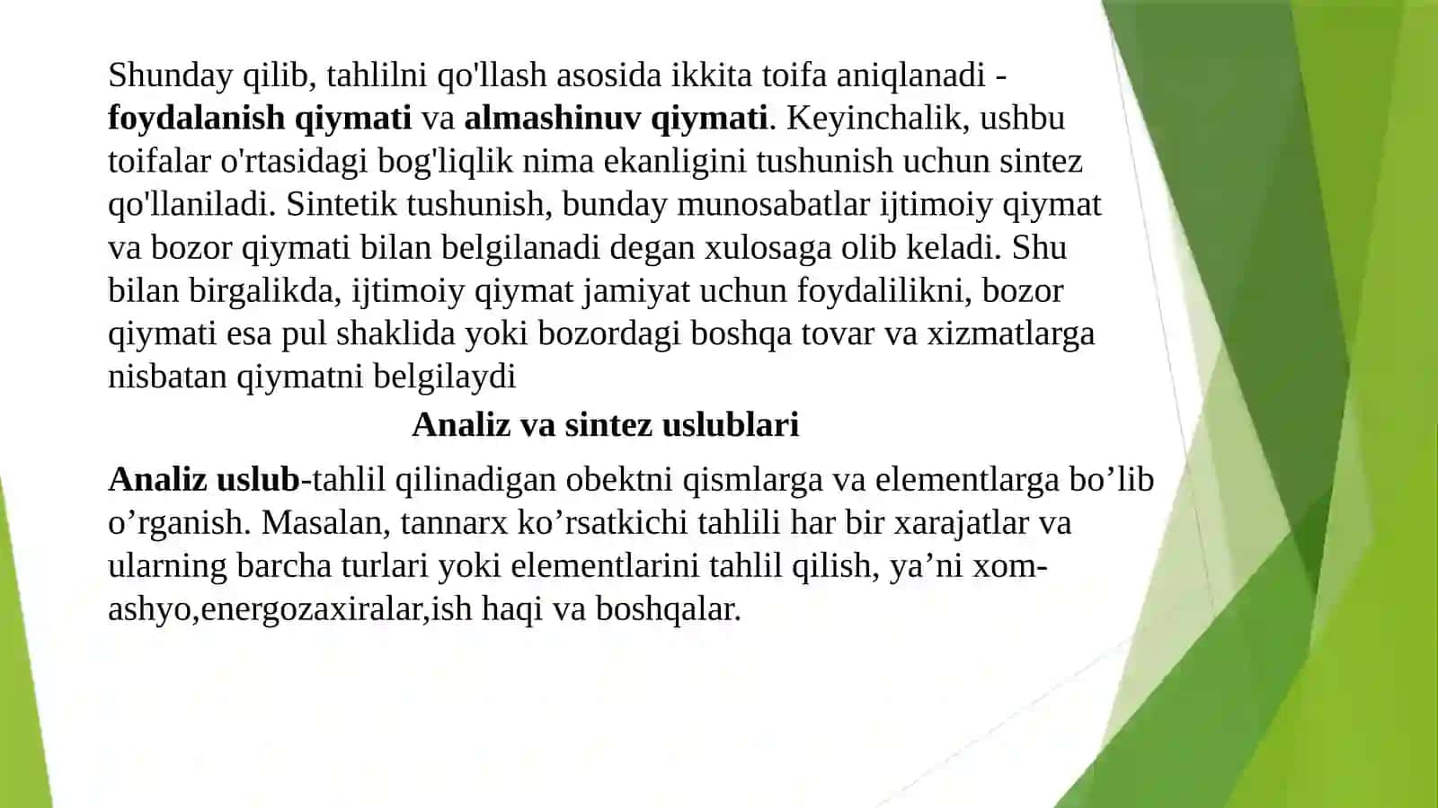 MEHMONXONALAR XO’JALIGI FAOLIYATI TAHLILI FANIDA QO’LLANILADIGAN USULLAR 3