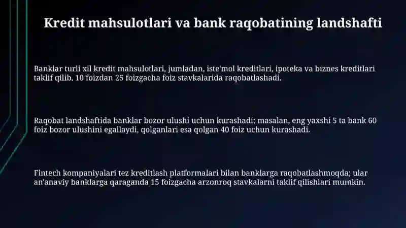 Kredit mahsulotlari: Raqobat landshafti va bank siyosati 3