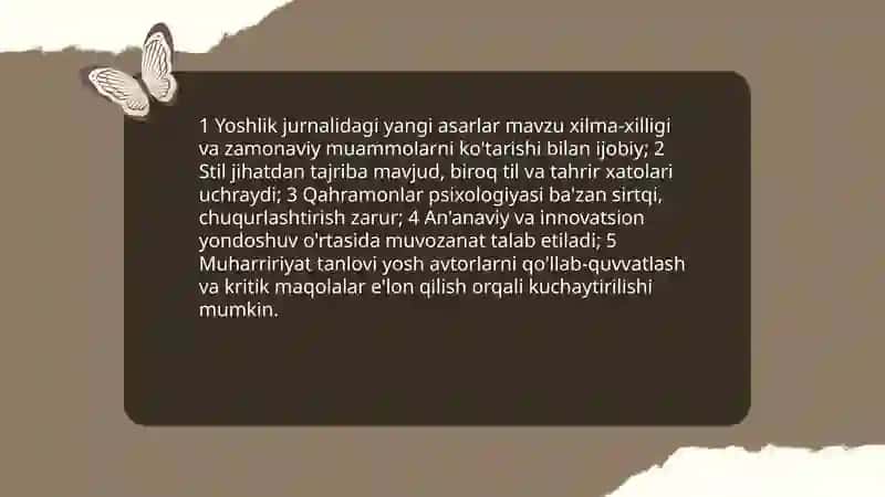 Yoshlik jurnalidagi yangi asarlar 3