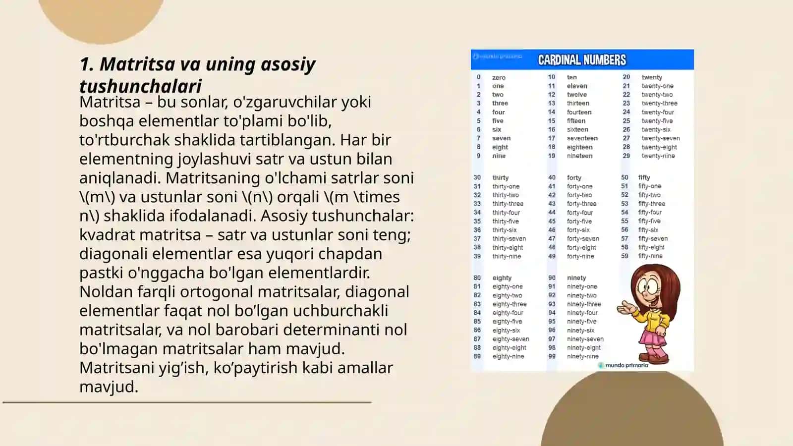 Matritsa va uning asosiy tushunchalari 3