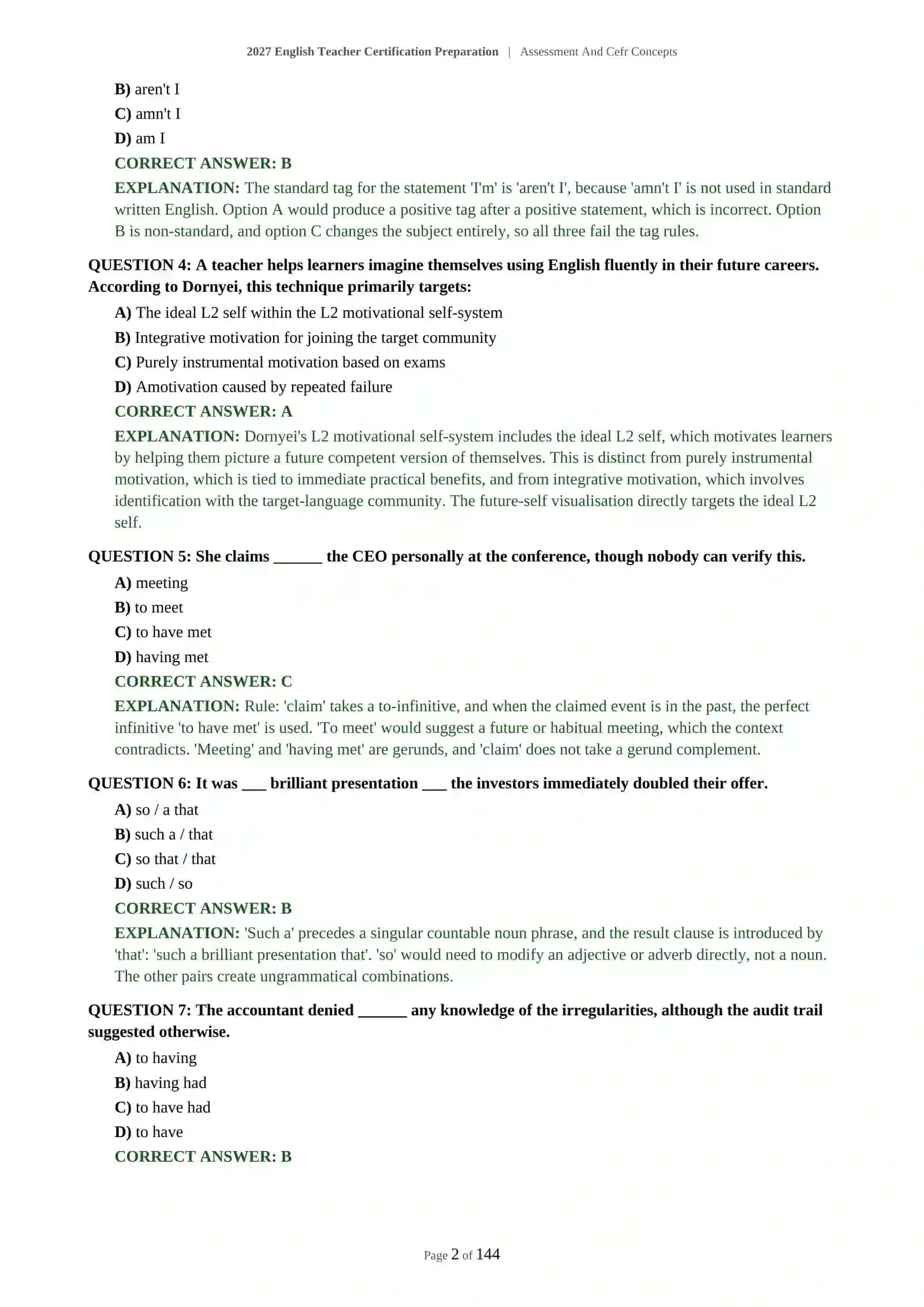 2027 English Teacher Certification Preparation | Assessment And Cefr Concepts 3