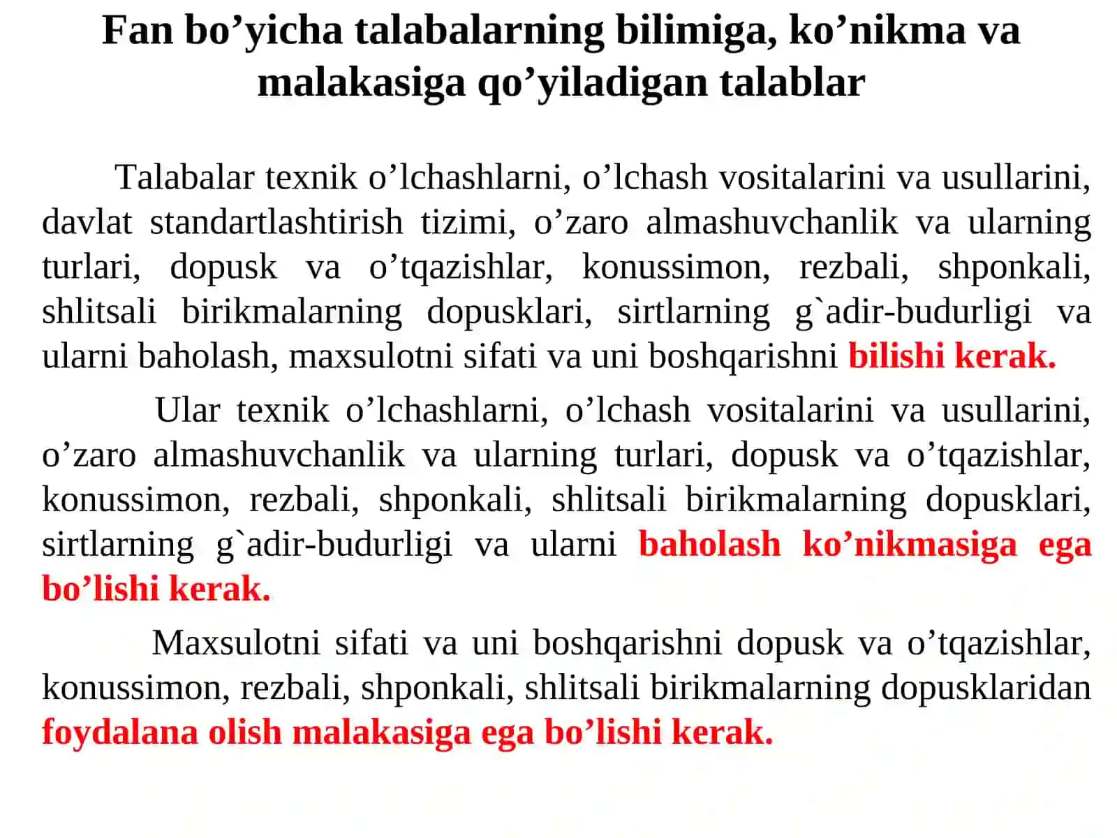 Metrologiya va texnik o‘lchashlar. «Metrologiya, standartlashtirish va sertifikatsiya» fani va uning mahsulot sifatini oshirishdagi roli 3