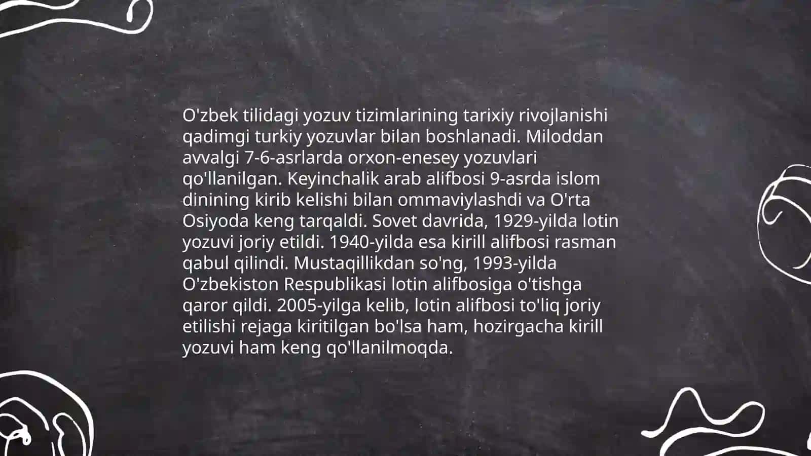 O'zbek tilining yozuv tizimlari taraqqiyoti.O'zbek tili orfografiyasining asosiy tamoyillari 3