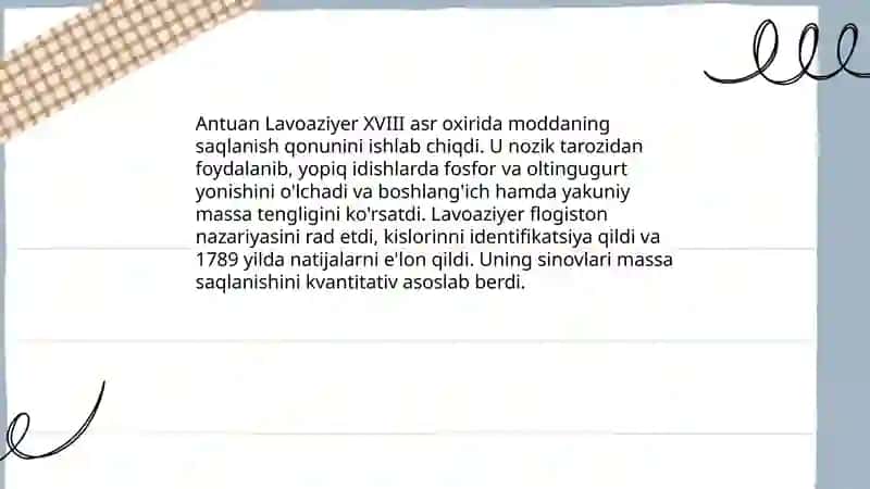 Lavoaziyer va moddaning saqlanish qonuni 3