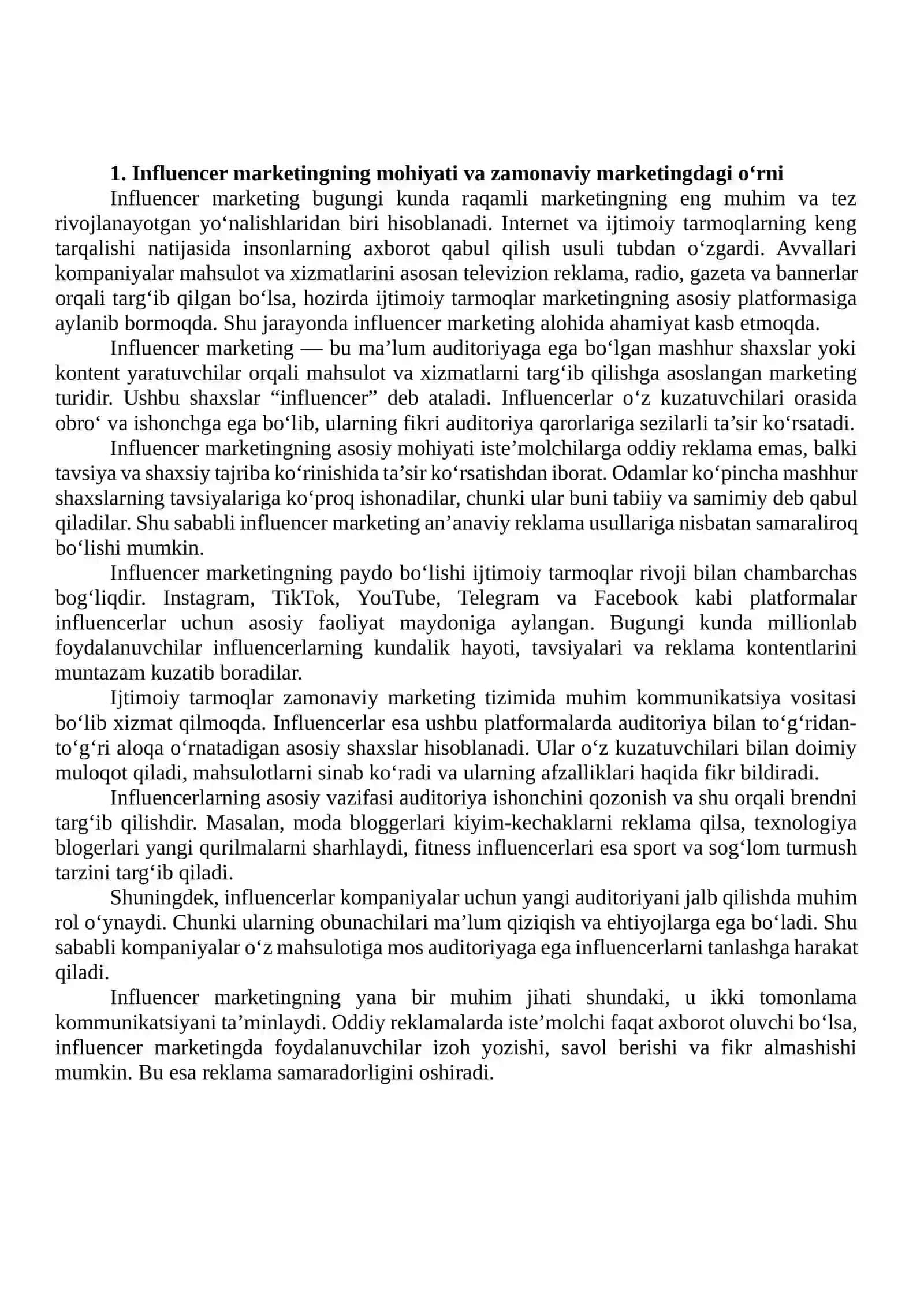 Influencer marketing samaradorligini baholash 3