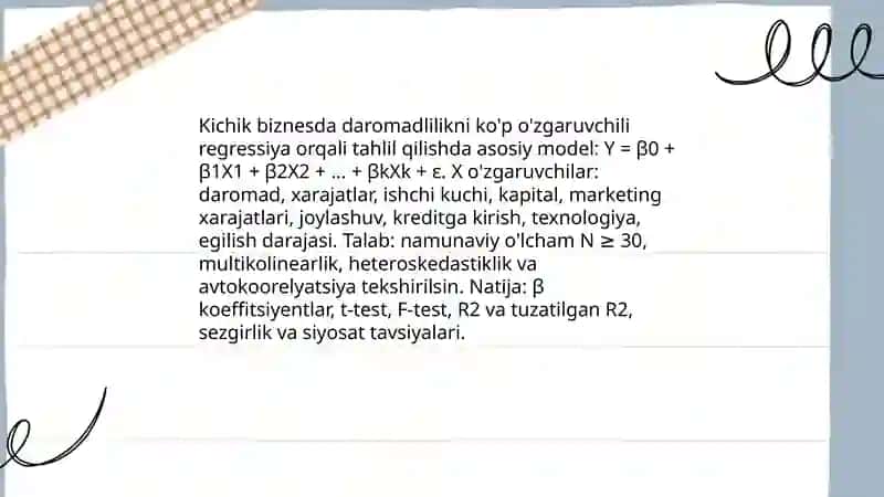 Kichik biznes va xususiy tadbirkorlik sub'ektlari faoliyatini tahlil qilishda ekonometrik modellaridan foydalanish 3