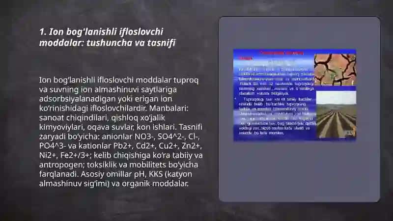 Ion bog'lanishli ifloslovchi moddalar 3