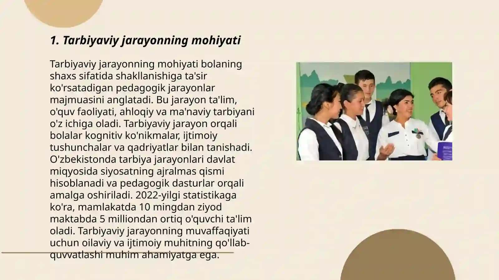 Tarbiya jarayonining mohiyati, mazmuni, tarbiya tamoyillari va metodlari 3