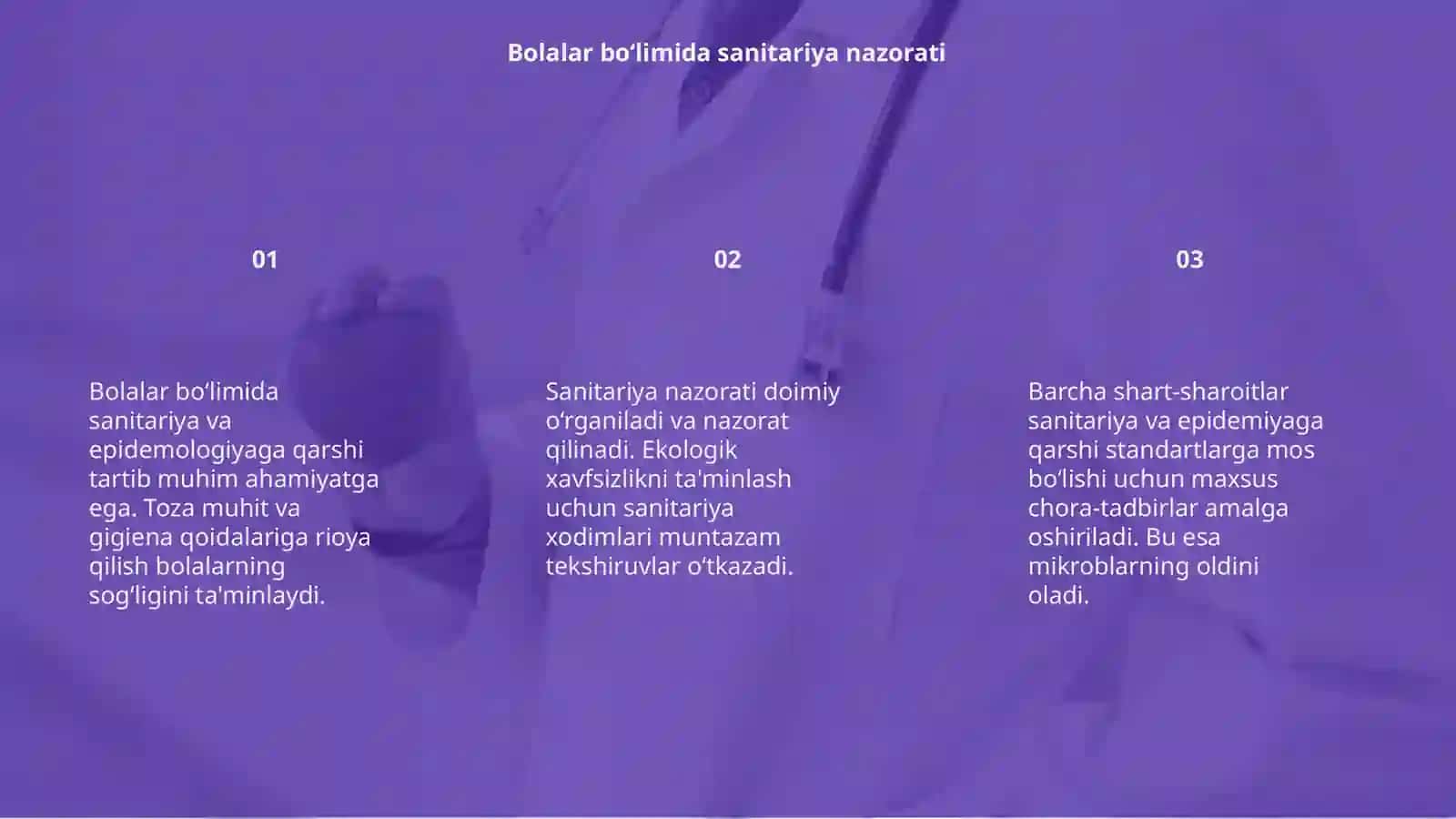 Bolalar boʻlimida sanitariya va epidemologiyaga qarshi tartib 3