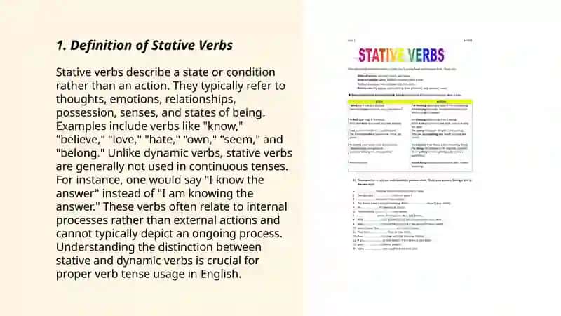 Stative verbs and linking words 3