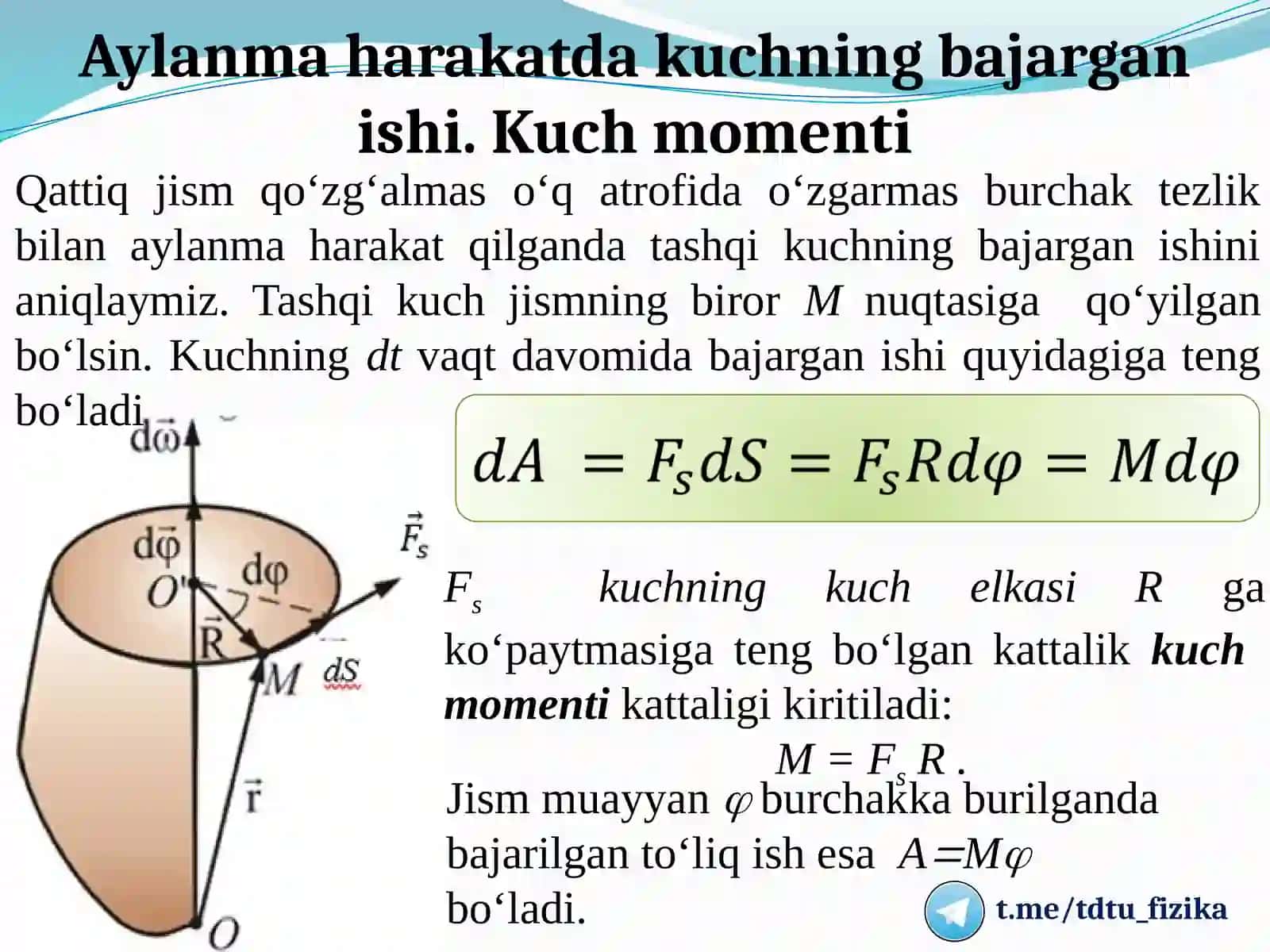 QATTIQ JISM AYLANMA HARAKAT DINAMIKASI 3