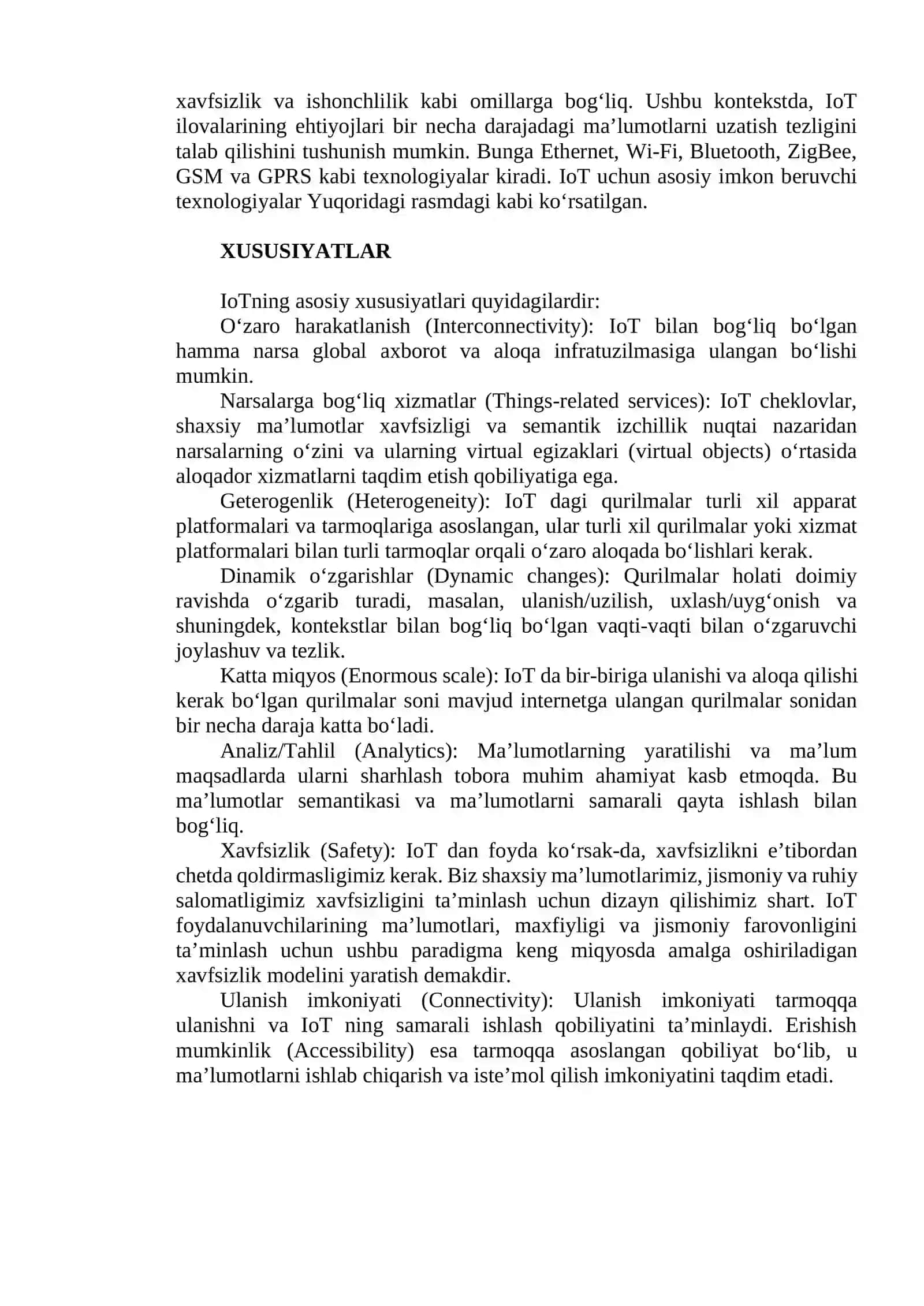 Narsalar interneti (IoT) – Ta’rifi, Xususiyatlari, Arxitekturasi, Imkoniyat beruvchi Texnologiyalar, Qo’llanilishi va Kelajakdagi Muammolar 3