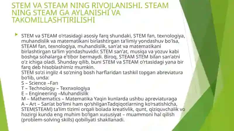 MAKTABGACHATALIMDA  STEAM TEXNOLOGIYA 3