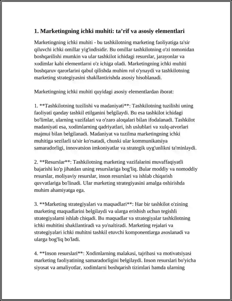 MARKETINGNI ICHKI VA TASHQI MUHITI VA ULARNING OʻZARO BOGʻLIQLIGI 3
