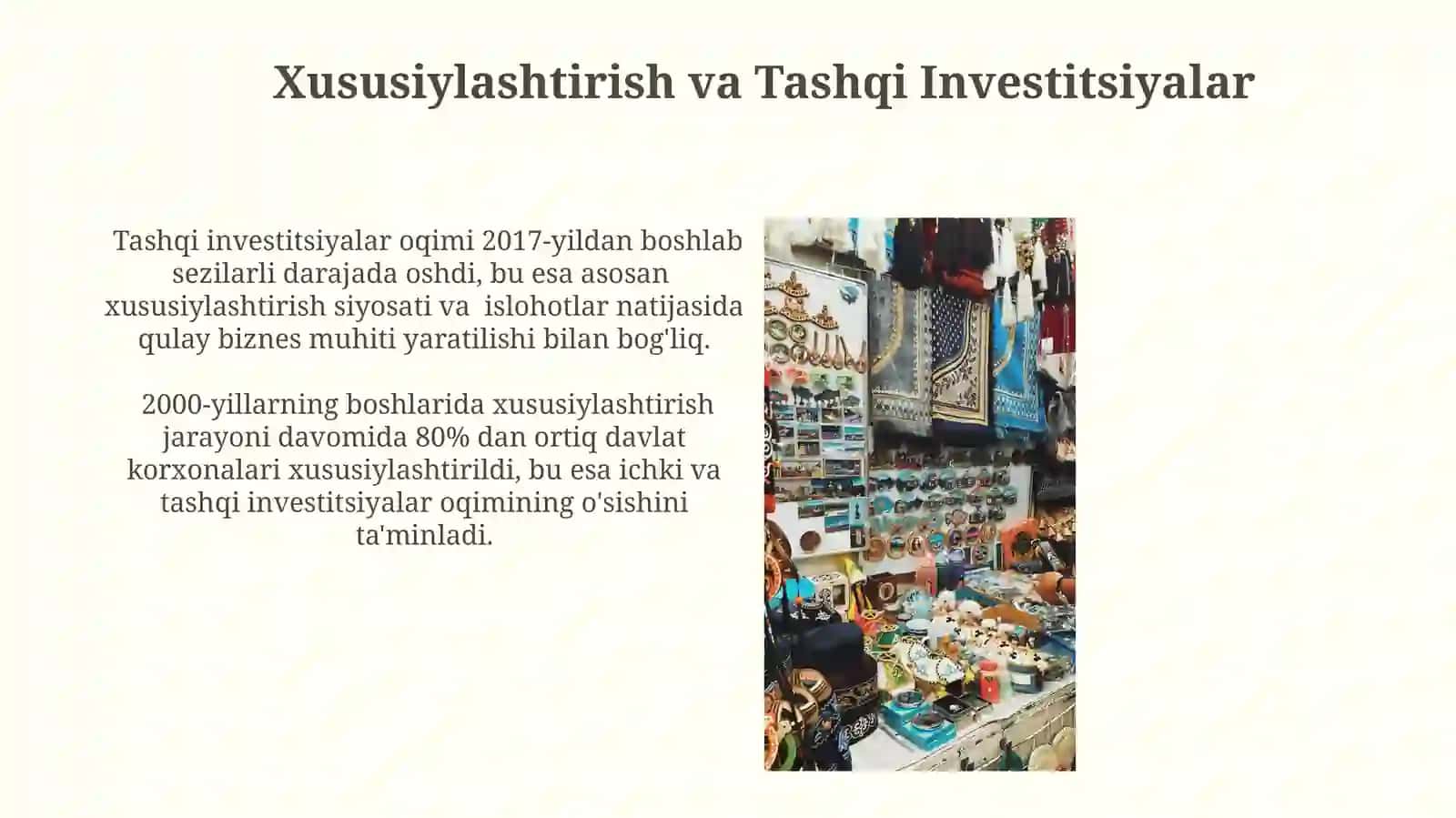 Iqtisodiy islohotlar O‘zbekistonda bozor iqtisodiyotining rivojlanishi 3