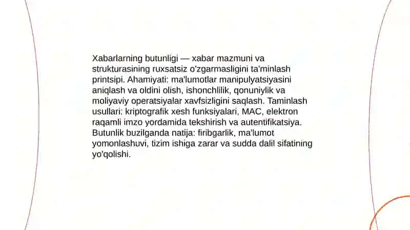 Xabarlarning butunligi va elektron raqamli imzo 3