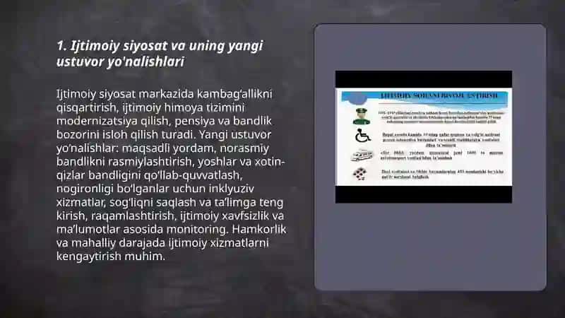 Ijtimoiy Siyosat va uning Yangi Ustuvor Yo'nalishlari 3