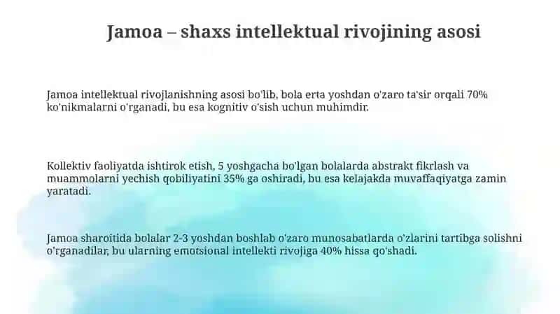 Jamoa – Shaxs Aqliy Komolotining Asosi 3