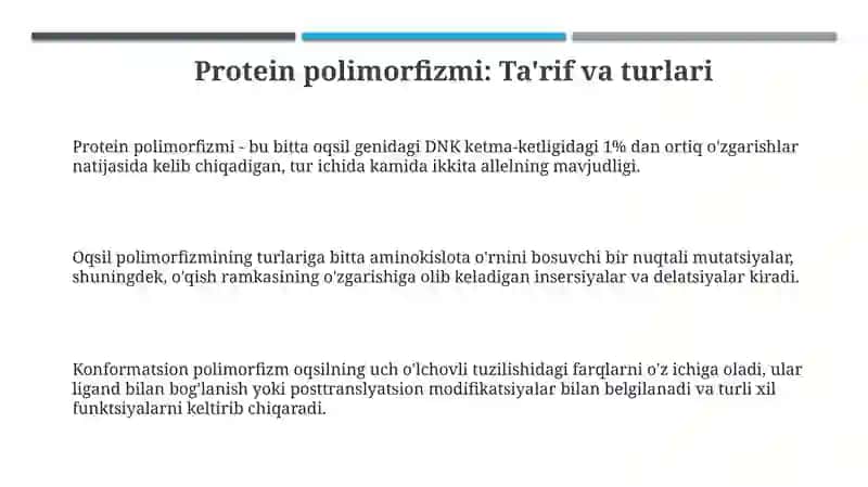 Protein polimorfizmi: Ta'rif va turlari 3