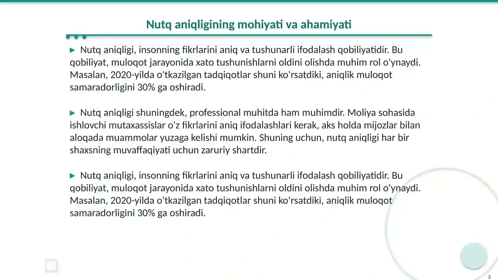 Nutq aniqligi. Nutq aniqligiga erishish yo‘llari 3