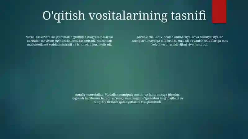 Biologiya OʻQitish Vositalarining Turlari Va Ularning OʻZaro BogʻLiqligi 3