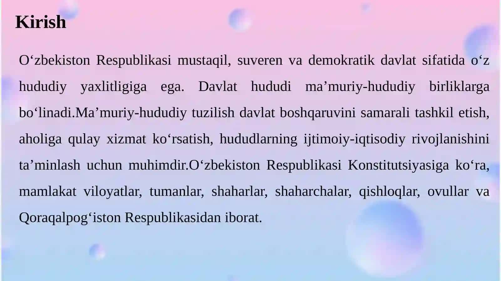 O‘zbekistonning ma’muriy-hududiy tuzilishi va ma’muriy-hududiy birliklar 3
