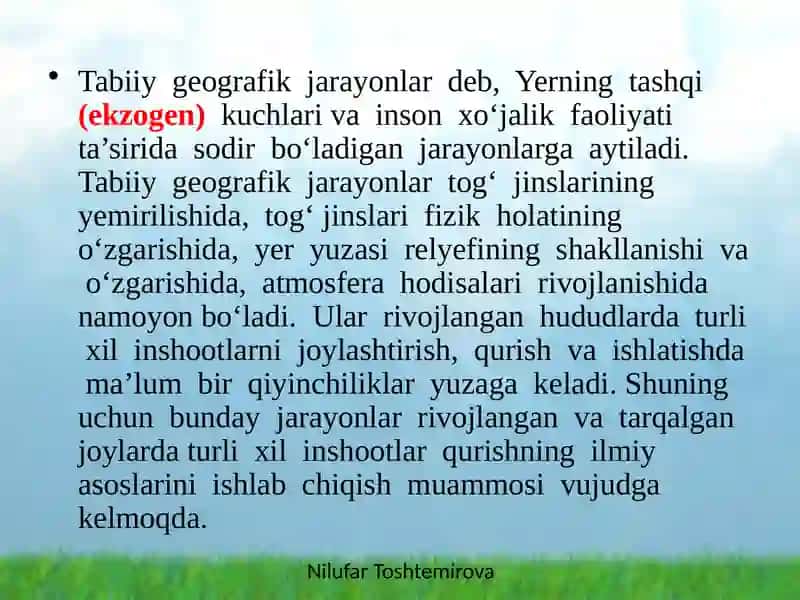 Tabiiy geografik zonalardagi tabiiy o'zgarishlar va farqli holatlar 3