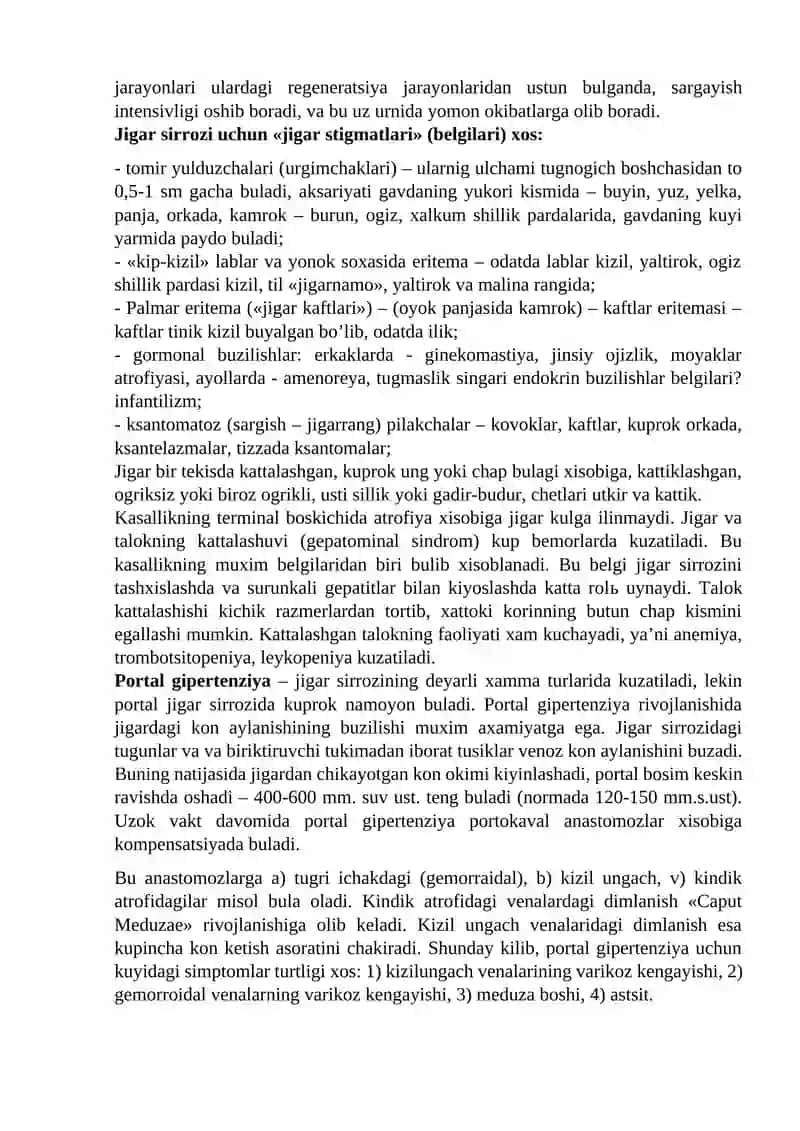 Jigar sirrozi kasalliklari bilan bemorlarni tekshirish va diagnostikasi 3