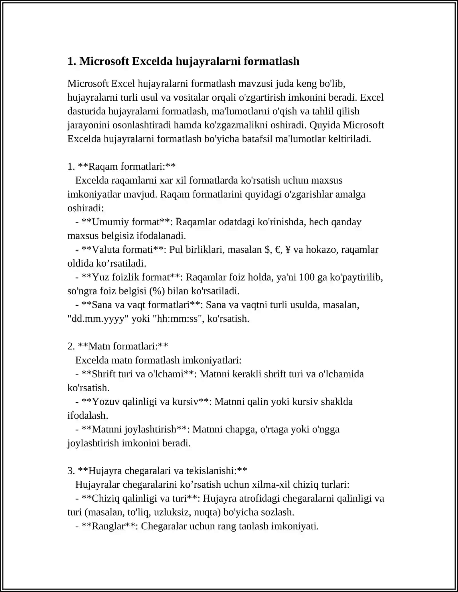 SONLI MALUMOTLARNI QAYTA ISHLASH MYCRASOFT VA EXCELDA ISHLASH 3