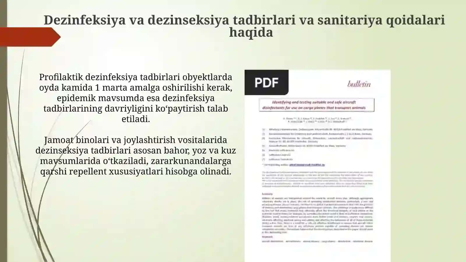 Dezinfeksiya va dezinseksiya hamda sanitariya qoidalari 3