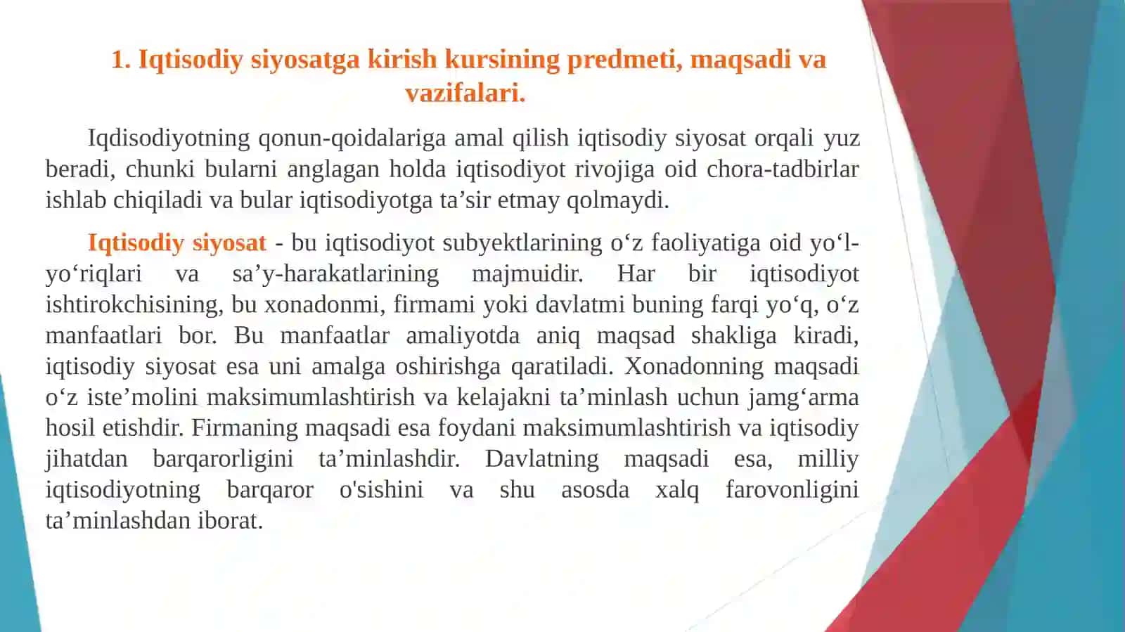 Iqtisodiyot, Bozor va Iqtisodiy Siyosat 3