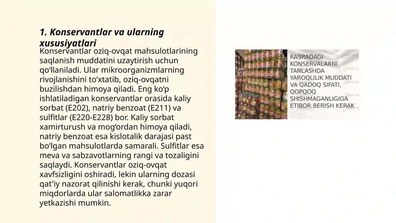 Konservantlar va ularning xususiyatlari 3