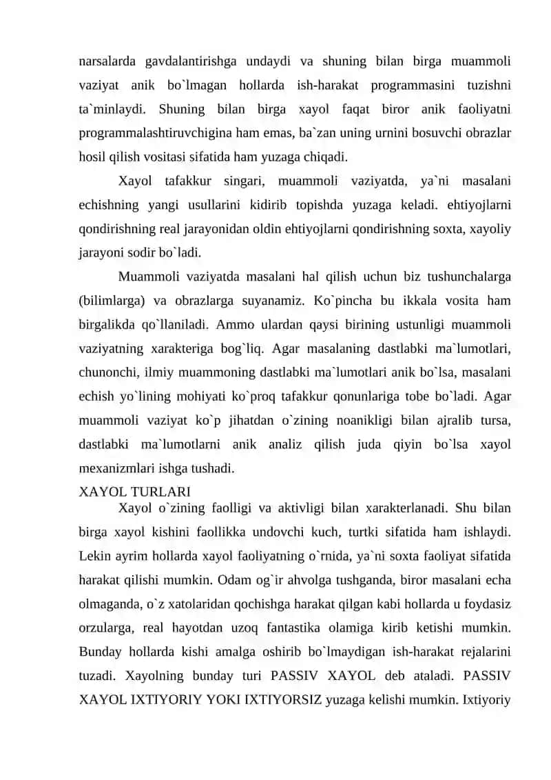 Xayol haqida tushuncha 3