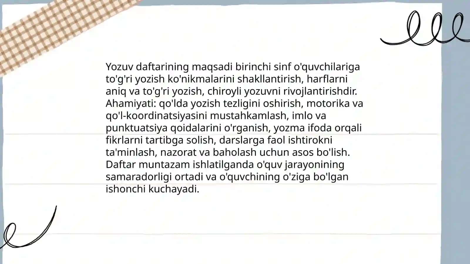 1-sinf yozuv daftarlari xususida ma'lumot 3
