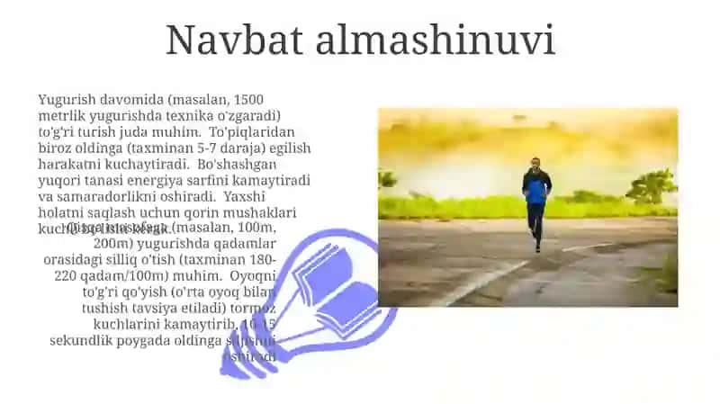 Qisqa masofaga yugurish texnikasini órgatish 3