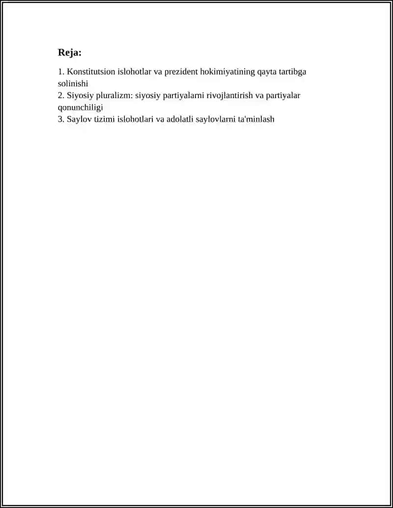 OʻZBEKISTONDA DEMOKRATIK,FUQAROLIK JAMIYATI ASOSLARINING SHAKLLANISHI AMALGA OSHIRILGAN SIYOSIY ISLOHOTLAR 3