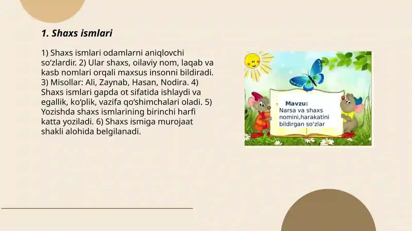 Shaxs va narsaning belgisini bildirgan soʻzlar 3