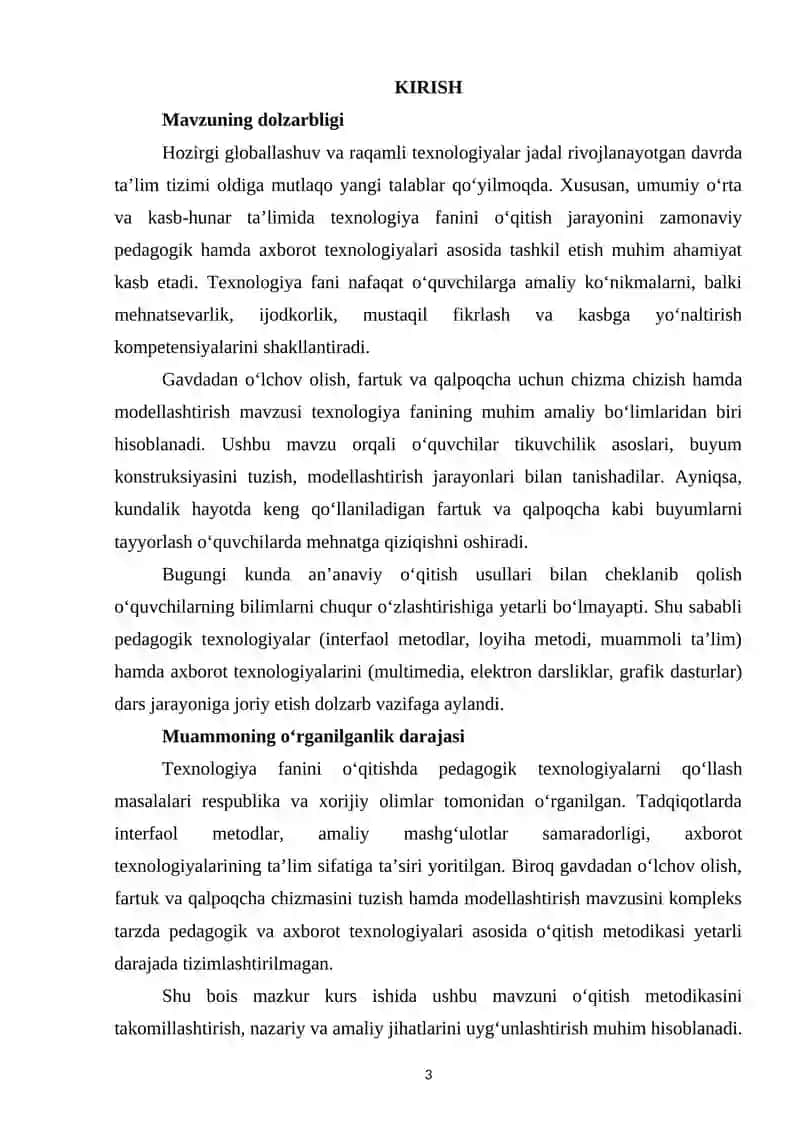 GAVDADAN O‘LCHOV OLISH VA CHIZMA TUZISHNI O‘QITISHNING PEDAGOGIK ASOSLARI 3