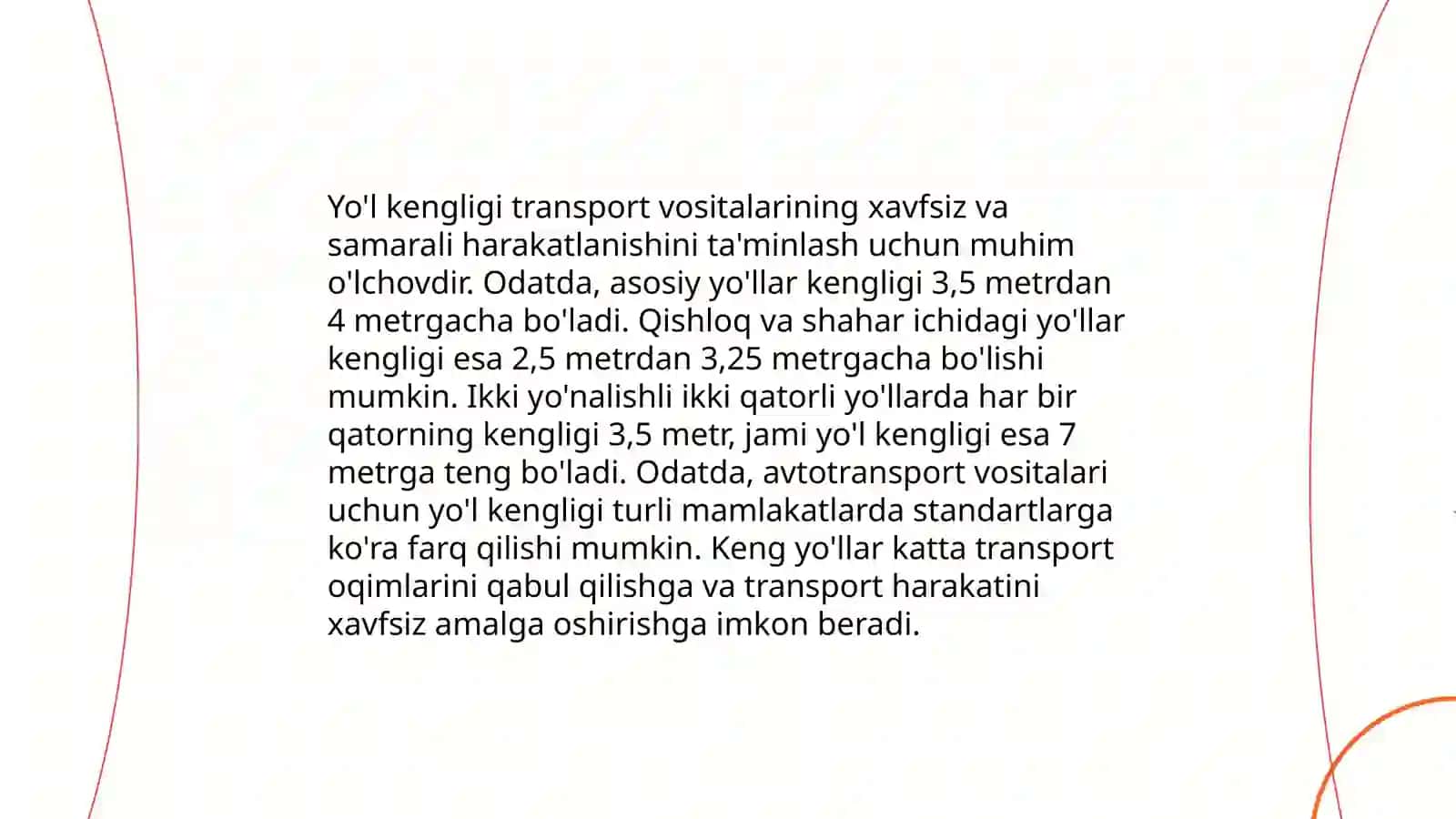 Yo'l kengligini aniqlash 3