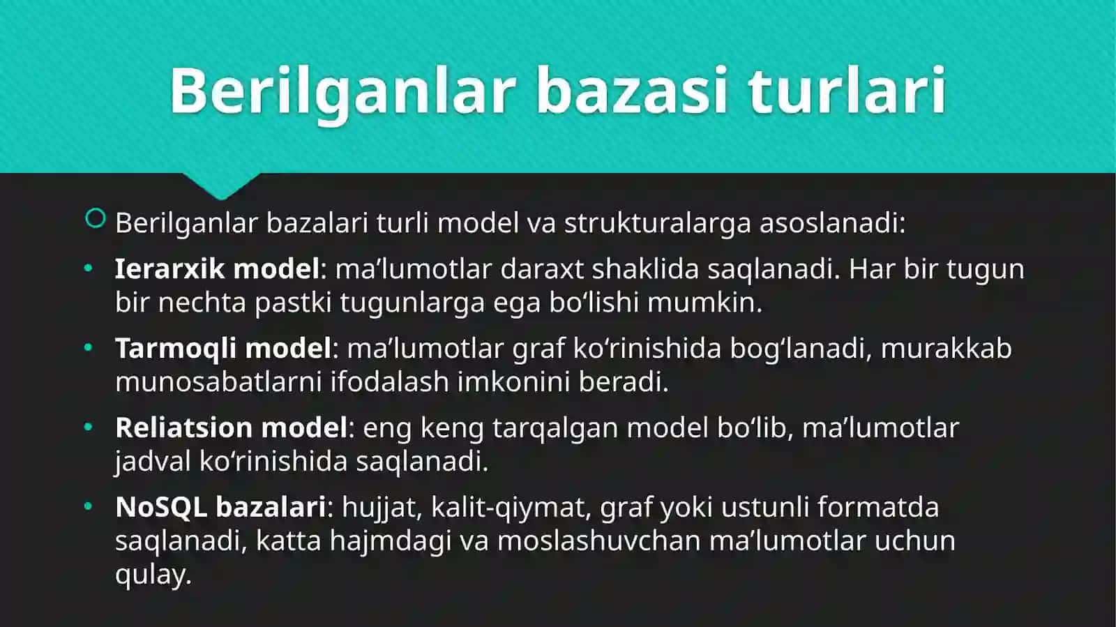 Berilganlar bazasi boshqaruvining texnik asoslari 3