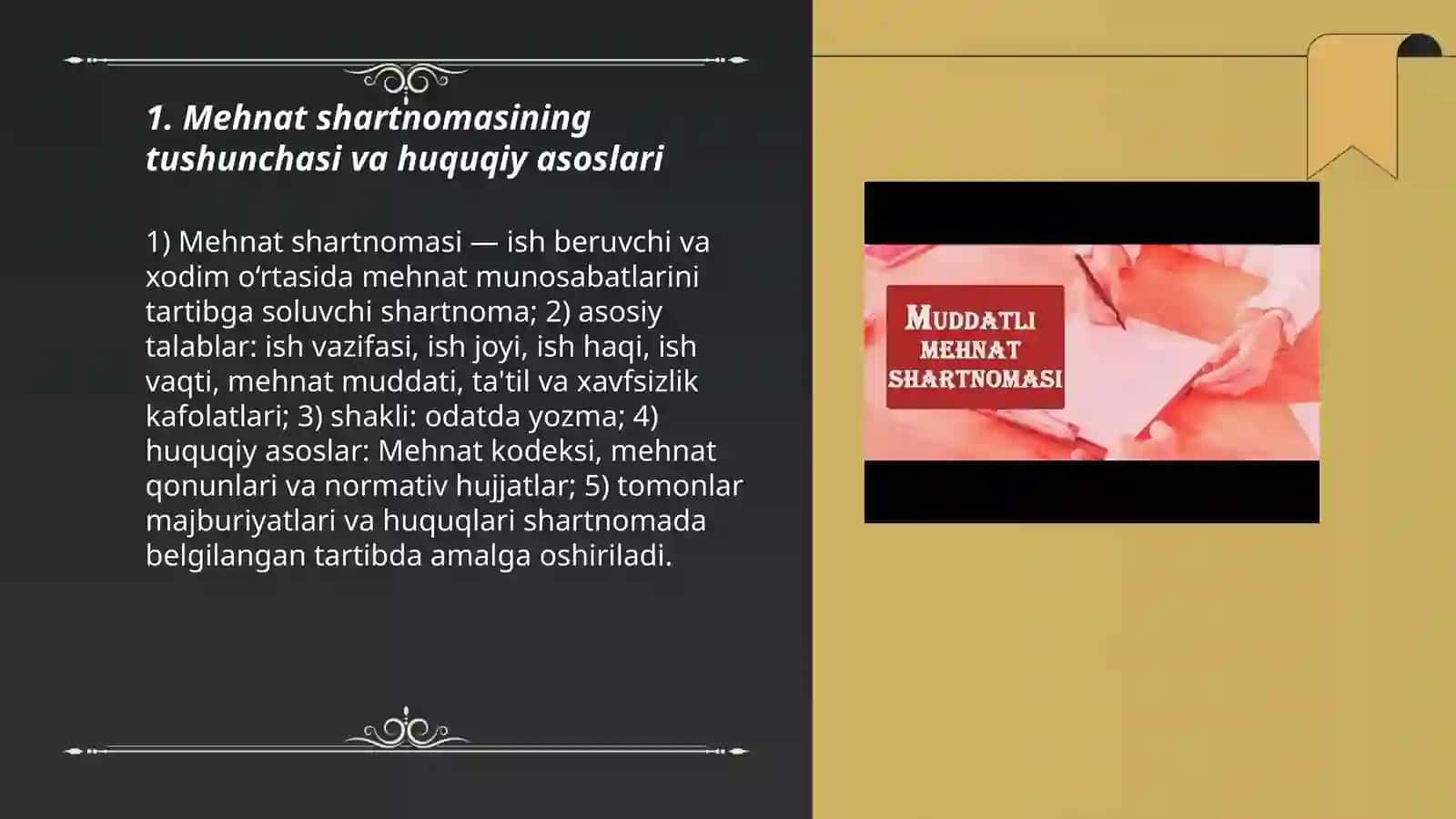 Mehnat munosabatlari va mehnat shartnomalari 3