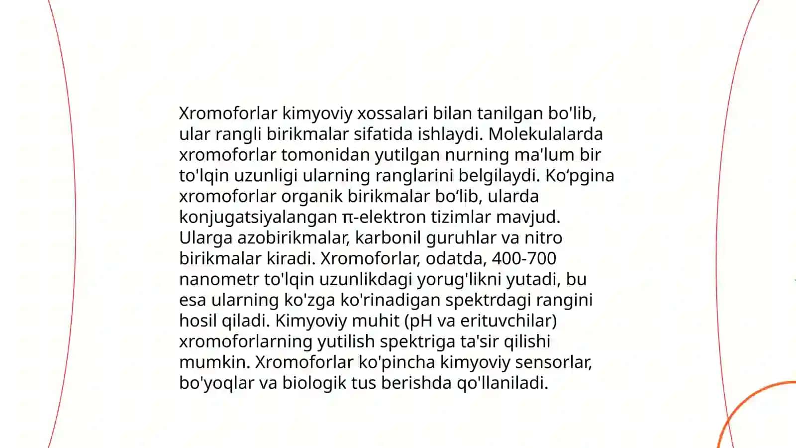 Xromoforlar kimyoviy xossalari 3
