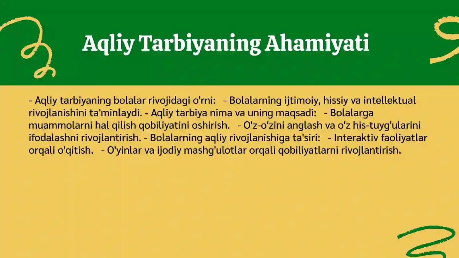 Aqliy Tarbiya Berish 3