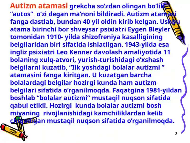 Autistik spektr buzilishlariga ega bolalar uchun inklyuziv strategiyalari va ularni amalga oshirish shart-sharoitlari. 3