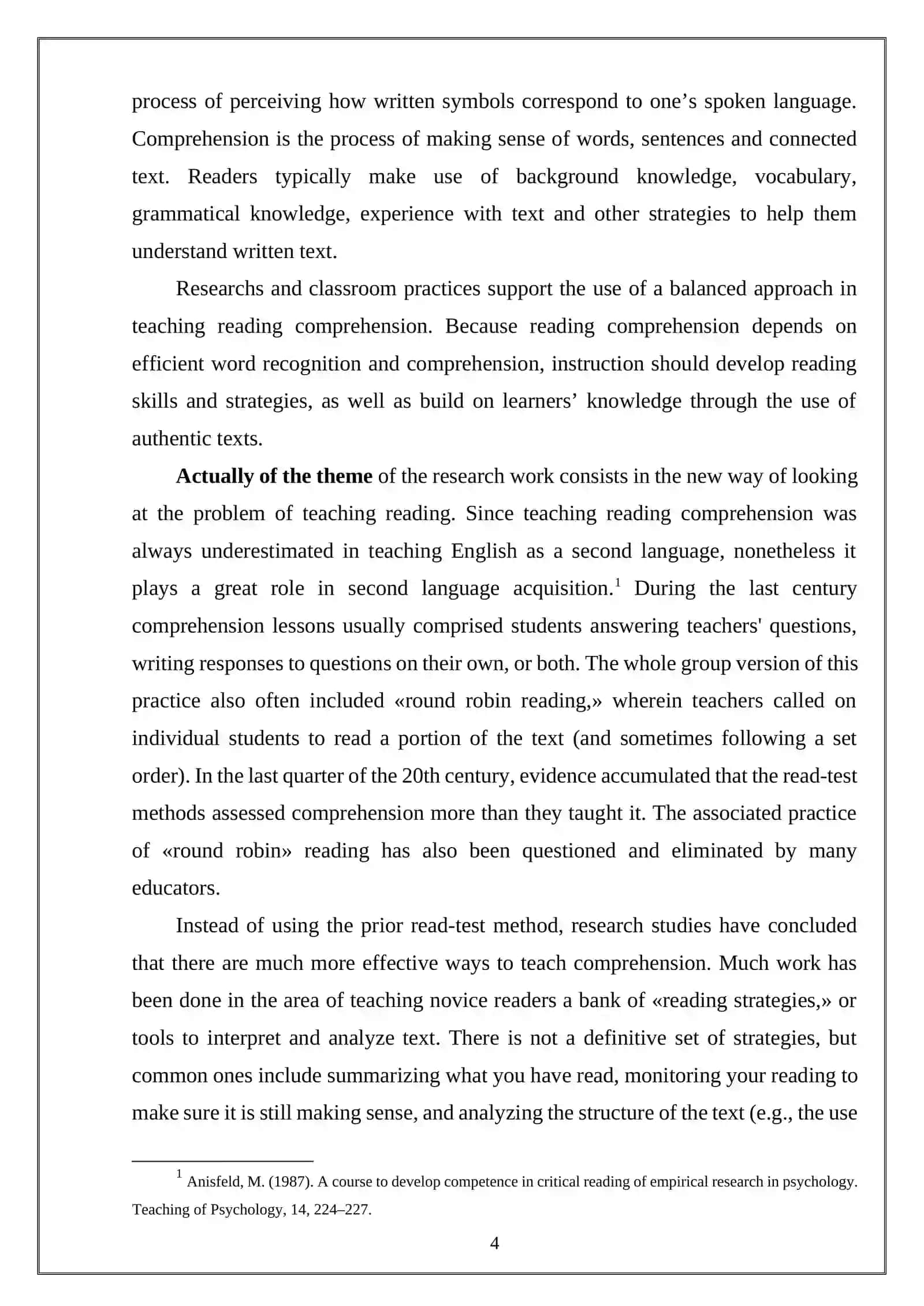 “STRATEGIES FOR ASSESSING THE READING AND LISTENING SKILLS OF A2 LEVEL STUDENTS” MAVZUSIDAGI KURS ISHI 3