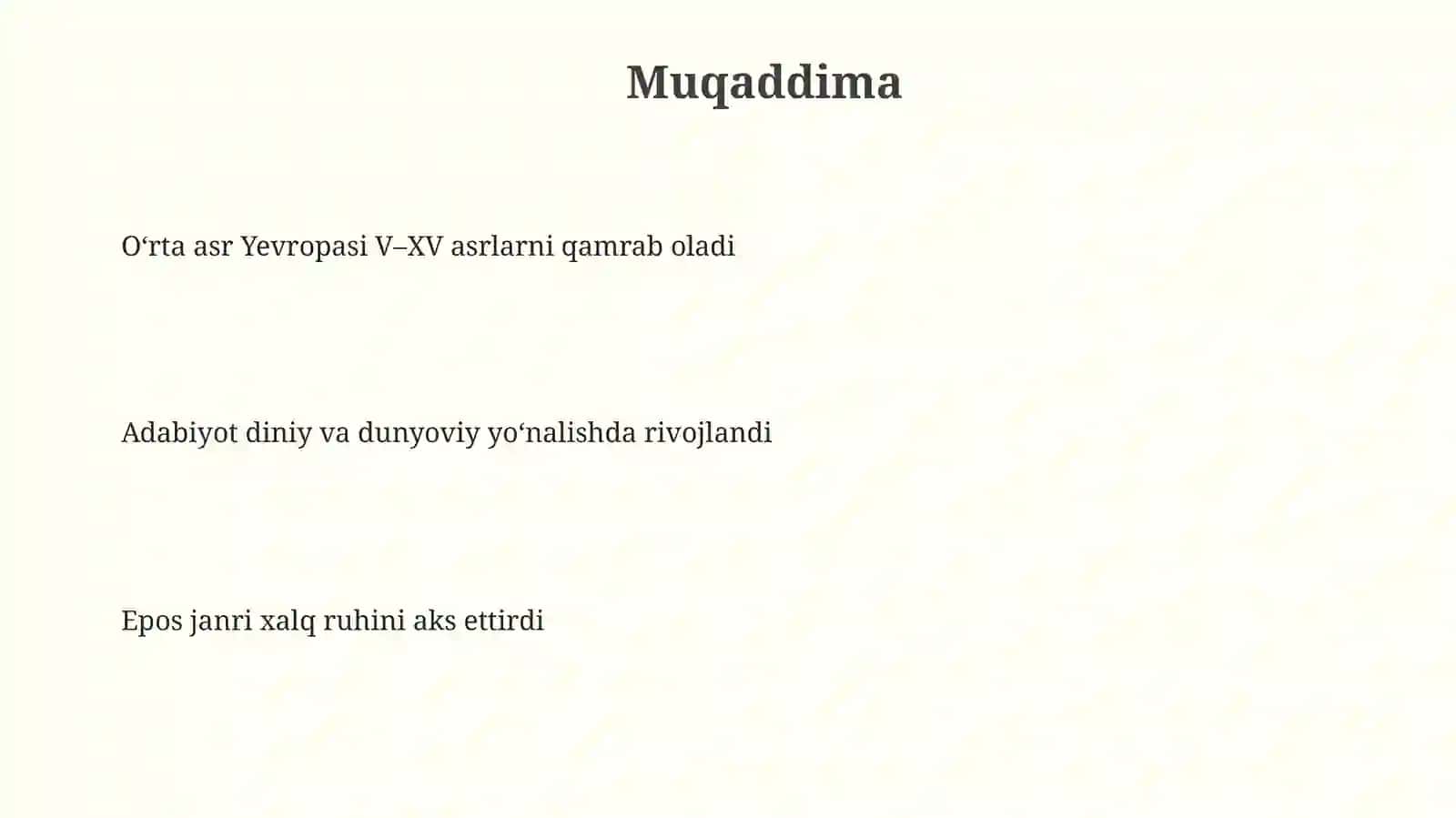 Yevropa o‘rta asr adabiyoti.Qahramonlikeposlari 3