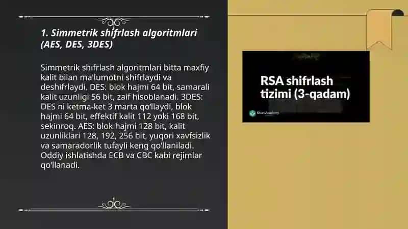 Shifrlash usullari va autenifikatsiya 3