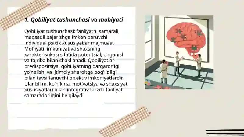 Qobiliyatlar tasnifi. Qobiliyatlar tarkibi 3