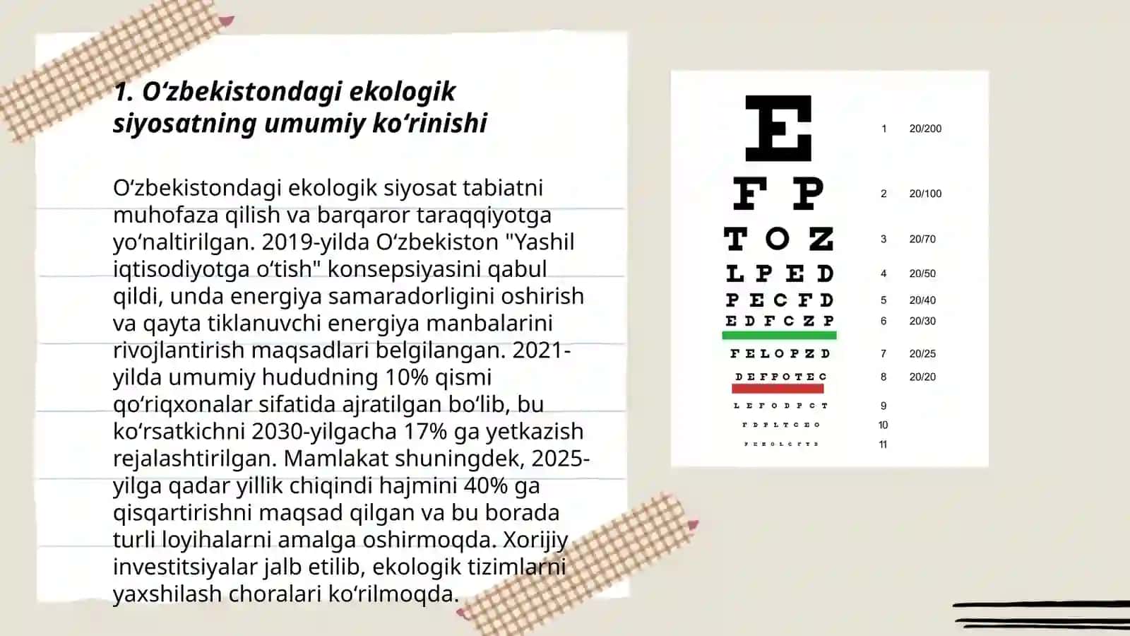 Oʻzbekistondagi ekologik siyosat tuzilmasi nimalardan iborat 3