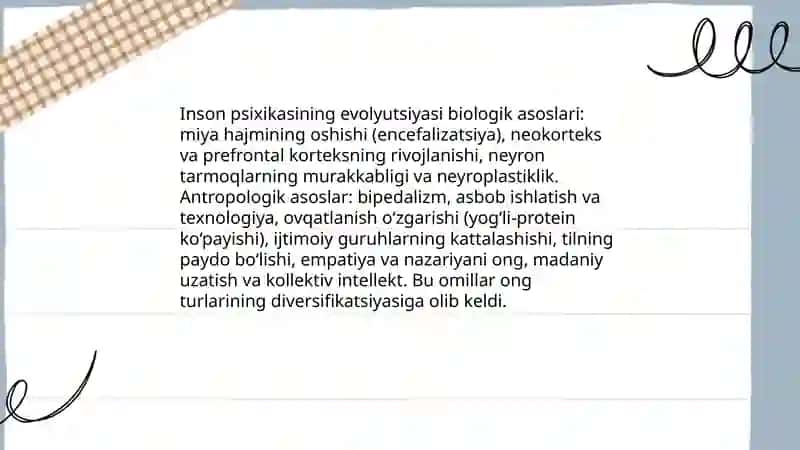 Inson psixikasining evolyutsiyasi: biologik va antropologik asoslari 3
